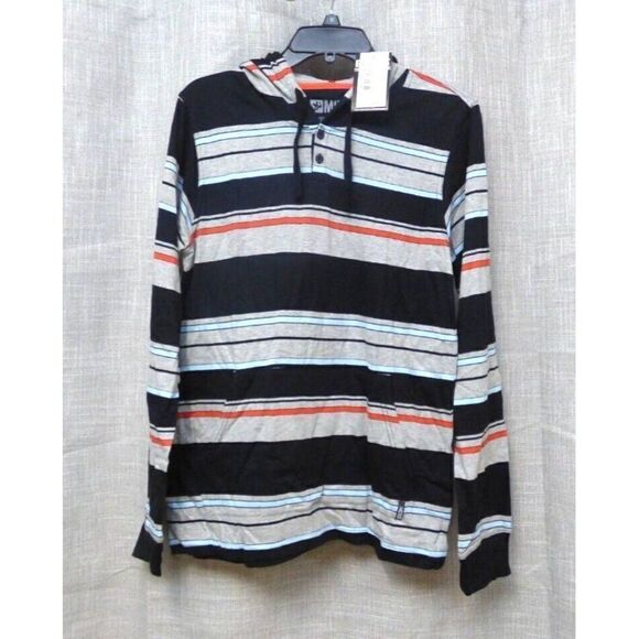 $44.50 Micros Men’s Variagated Striped Long Sleeve Hooded Tee,S - Picture 1 of 8